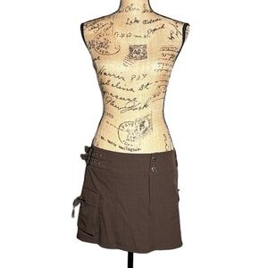 Delia’s Skirt Womens Brown Y2K Cargo Side Buckle Chain Belt Aesthetic